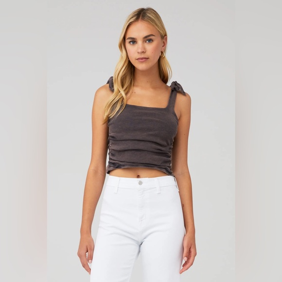 Free People Boulevard Tie-Strap Tank Top Sz Small in Grey Navy - Picture 1 of 11